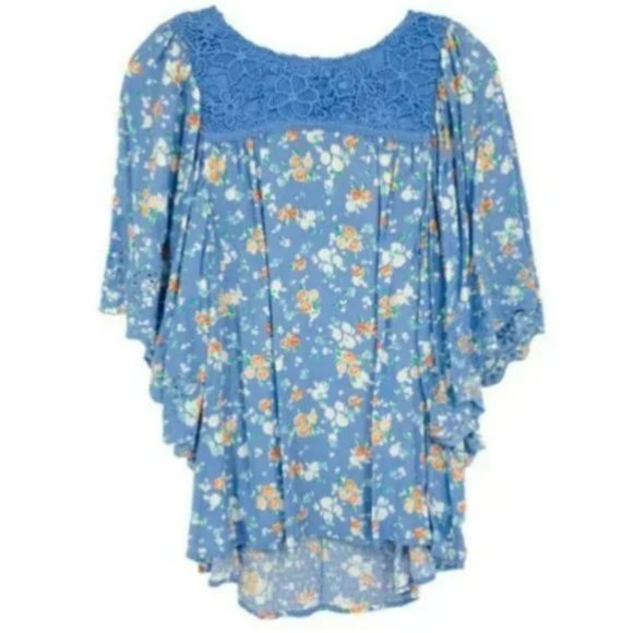 NEW MATILDA JANE Periwinkle Blue Lacey Inset Be Here Now Flutter Sleeve Fall Top - Picture 2 of 3